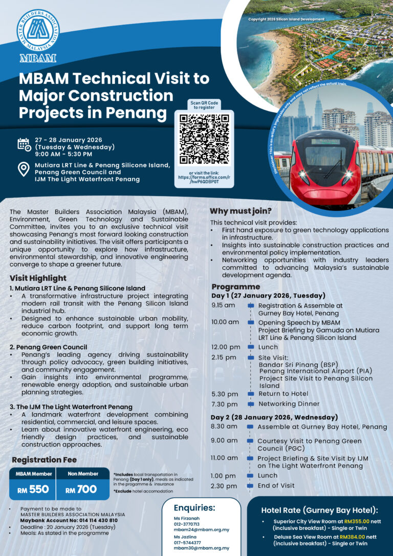 MBAM TECHNICAL VISIT TO MAJOR CONSTRUCTION PROJECTS IN PENANG (2D, 1N)